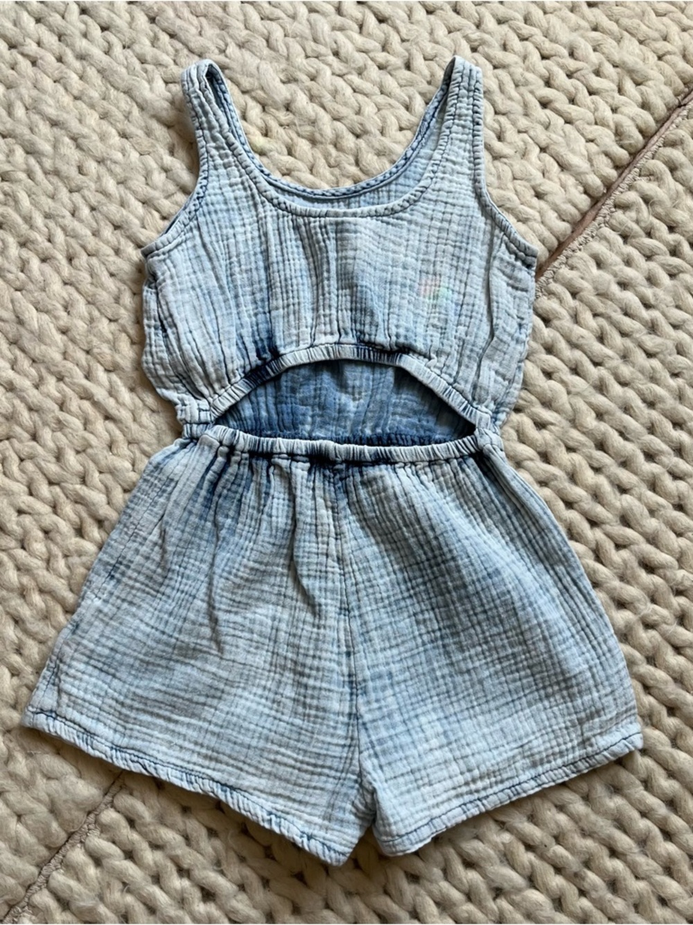 Gap Summer Light Blue Gauze Cutout Romper - Kids 6-7